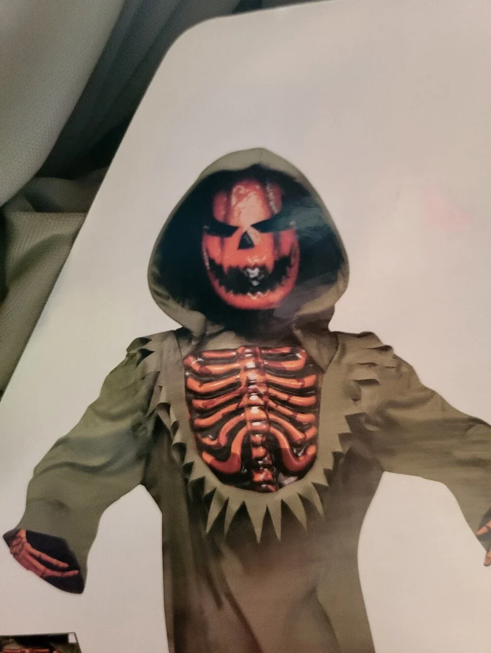 Kids' Halloween Scarecrow Skeleton Costume - Olive Green